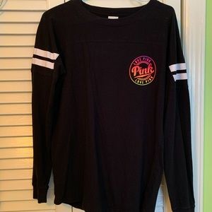 VS PINK black long sleeve open back shirt